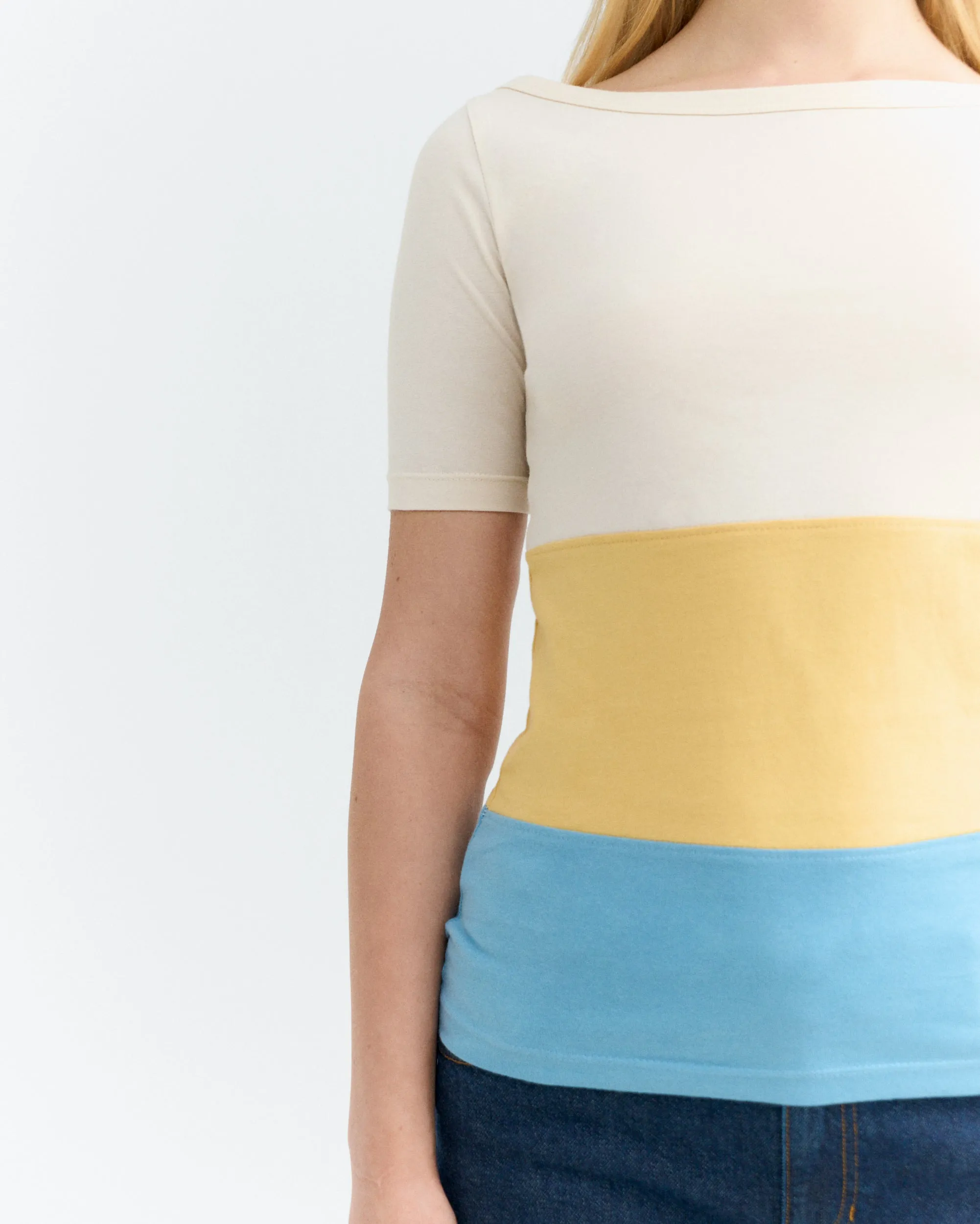 Camiseta slim rayas amarilla y azul Zura sold by Thinking Mu product image thumbnail 3