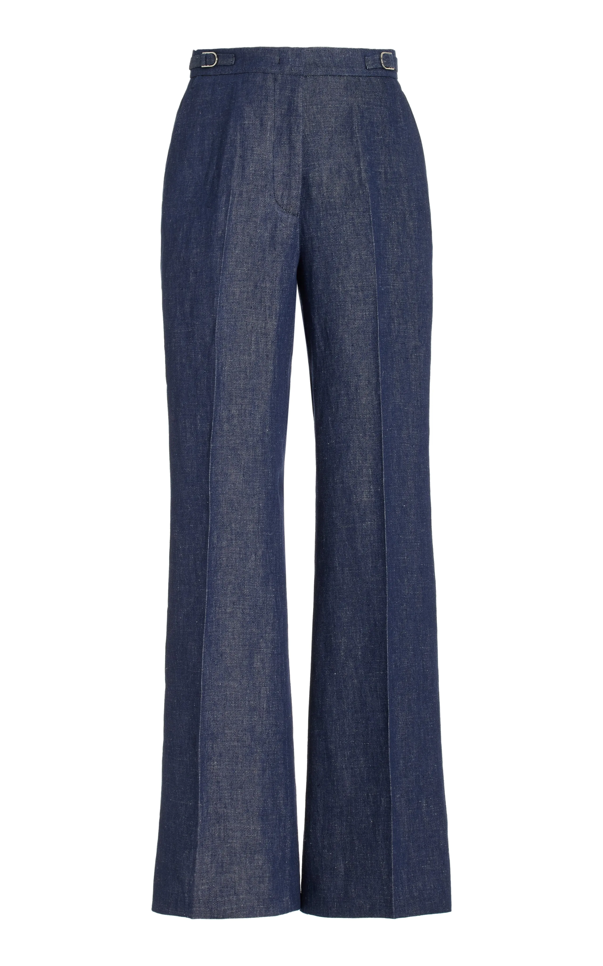 Vesta Pant in Dark Navy Washed Linen Denim sold by Gabriela Hearst