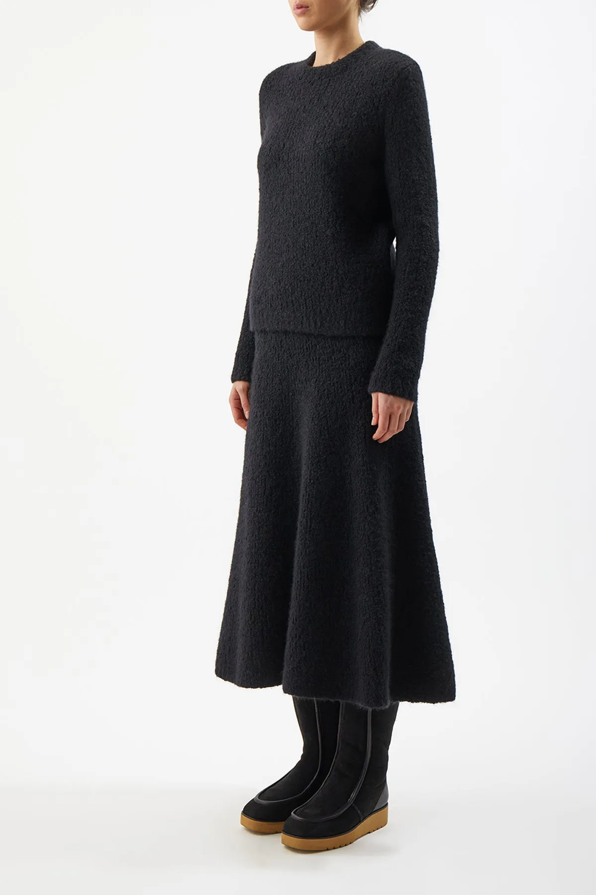Pablo Skirt in Black Cashmere Boucle sold by Gabriela Hearst product image thumbnail 3