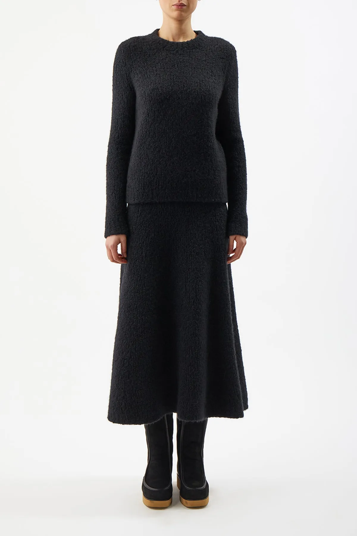 Pablo Skirt in Black Cashmere Boucle sold by Gabriela Hearst product image thumbnail 2
