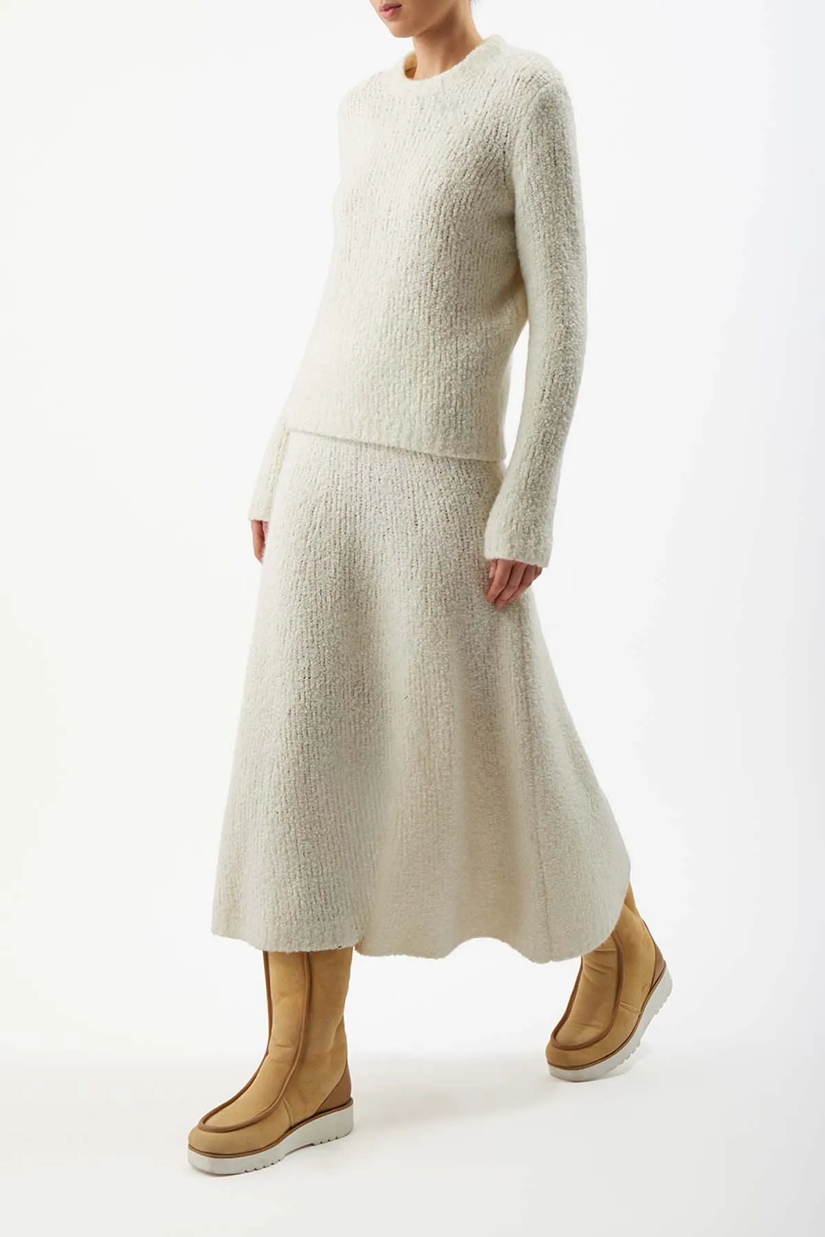 Pablo Skirt in Ivory Cashmere Silk Boucle sold by Gabriela Hearst product image thumbnail 4