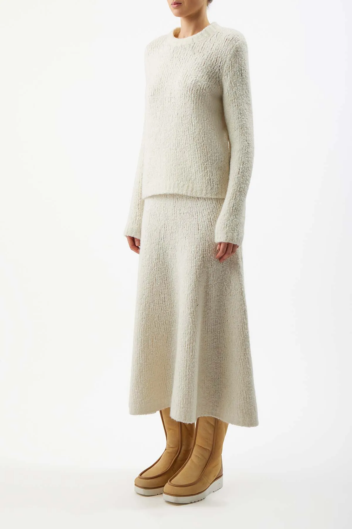 Pablo Skirt in Ivory Cashmere Silk Boucle sold by Gabriela Hearst product image thumbnail 3