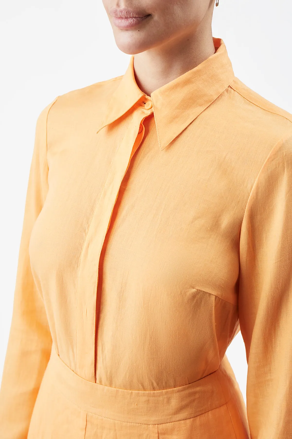 Cruz Shirt in Fluorescent Orange Aloe Linen sold by Gabriela Hearst product image thumbnail 5