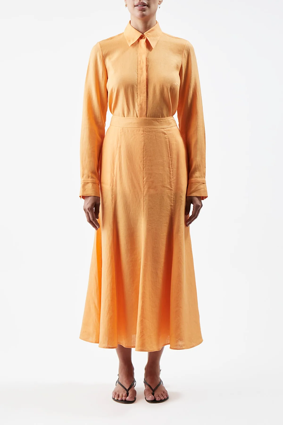 Cruz Shirt in Fluorescent Orange Aloe Linen sold by Gabriela Hearst product image thumbnail 2