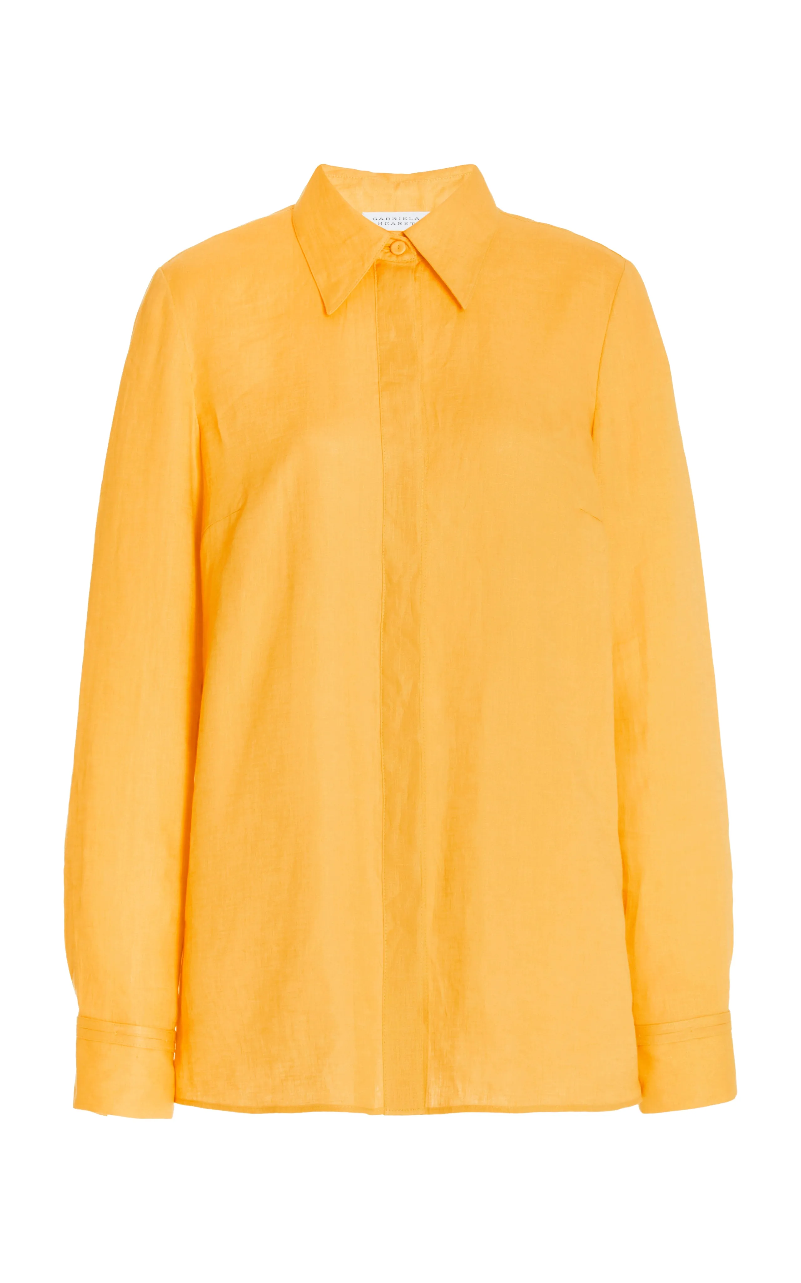 Cruz Shirt in Fluorescent Orange Aloe Linen sold by Gabriela Hearst