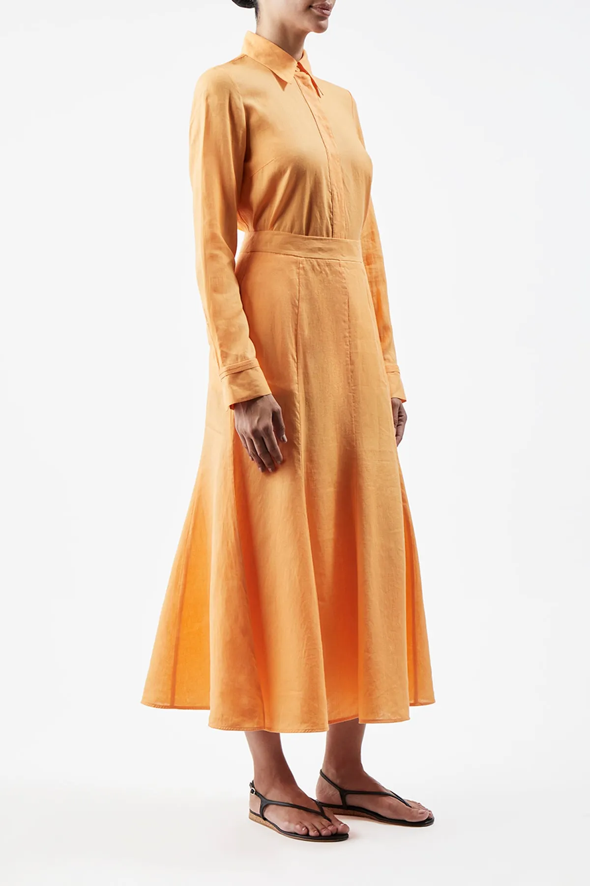 Cruz Shirt in Fluorescent Orange Aloe Linen sold by Gabriela Hearst product image thumbnail 3