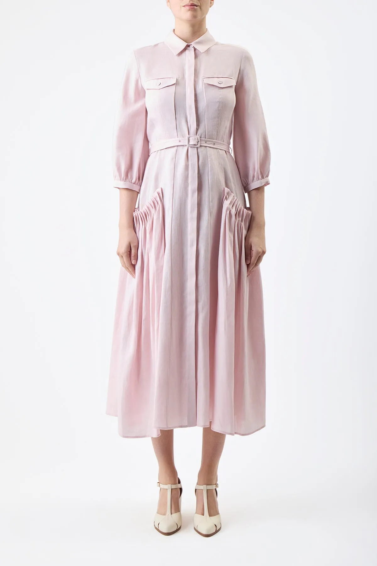 Woodward Dress in Blush Aloe Linen sold by Gabriela Hearst product image thumbnail 2