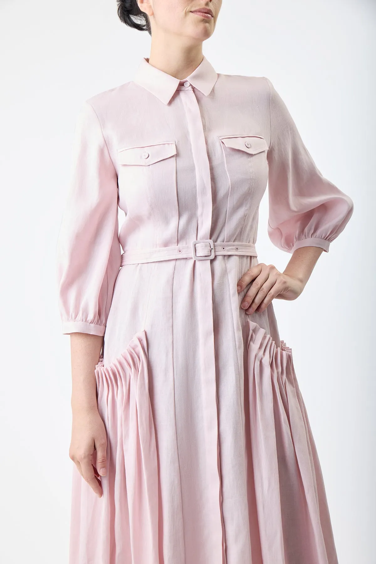 Woodward Dress in Blush Aloe Linen sold by Gabriela Hearst product image thumbnail 5