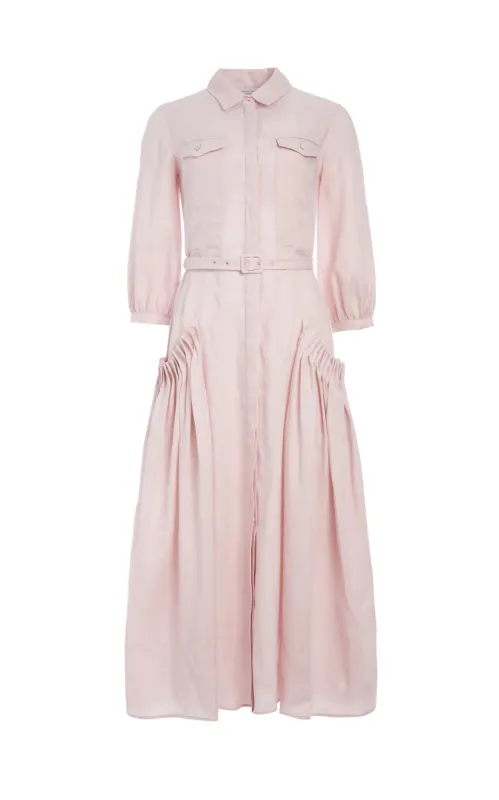 Woodward Dress in Blush Aloe Linen sold by Gabriela Hearst