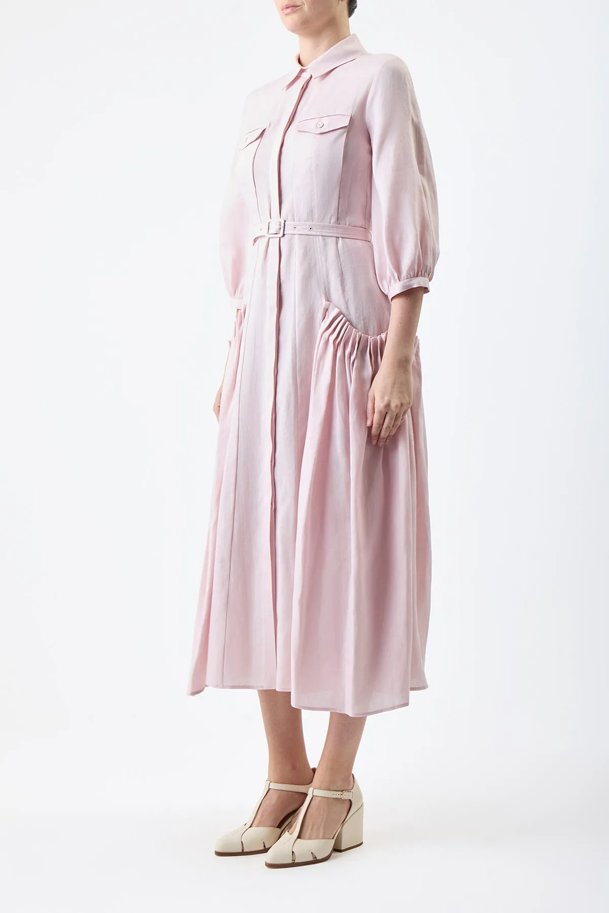 Woodward Dress in Blush Aloe Linen sold by Gabriela Hearst product image thumbnail 3