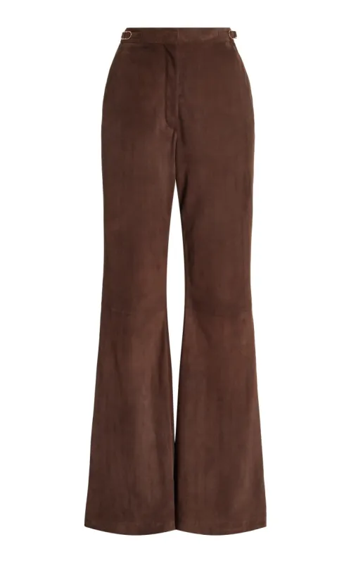 Vesta Pant in Chocolate Suede sold by Gabriela Hearst