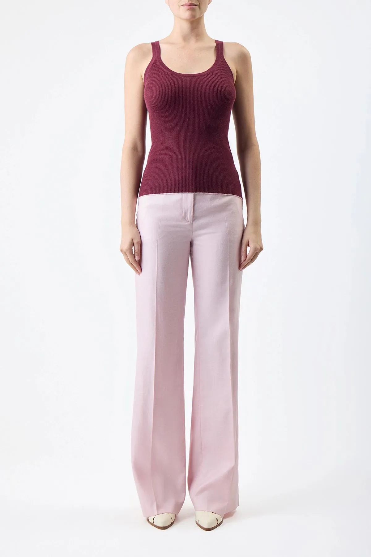 Vesta Pant in Blush Virgin Wool and Silk Linen Twill sold by Gabriela Hearst product image thumbnail 2