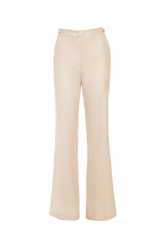 Vesta Pant in Oatmeal Virgin Wool and Silk Linen Twill sold by Gabriela Hearst