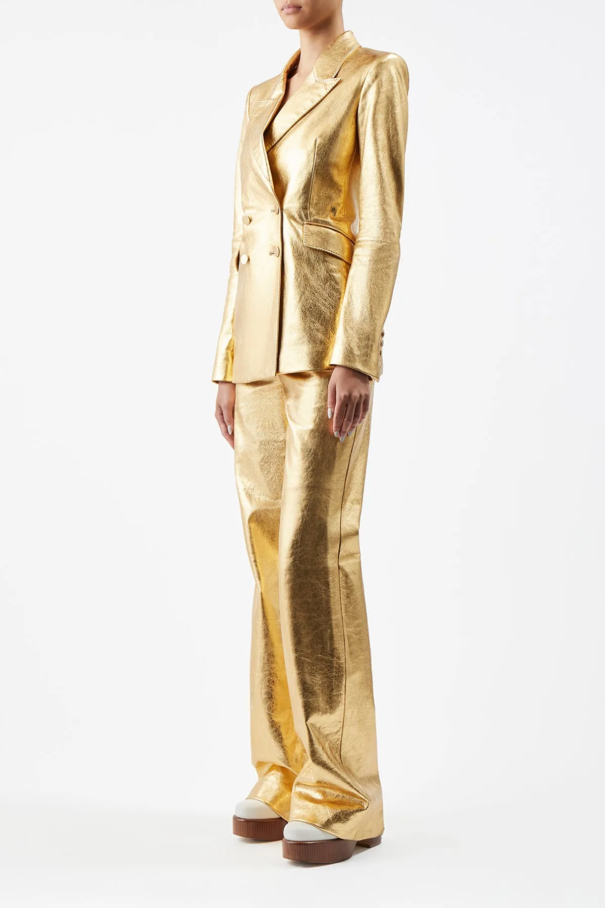 Vesta Pant in Gold Metallic Nappa Leather sold by Gabriela Hearst product image thumbnail 4