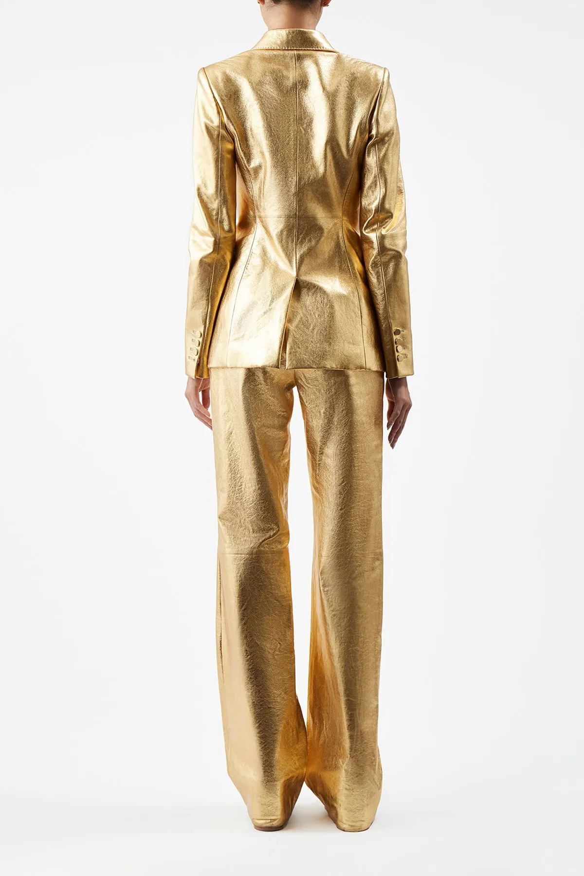 Vesta Pant in Gold Metallic Nappa Leather sold by Gabriela Hearst product image thumbnail 5