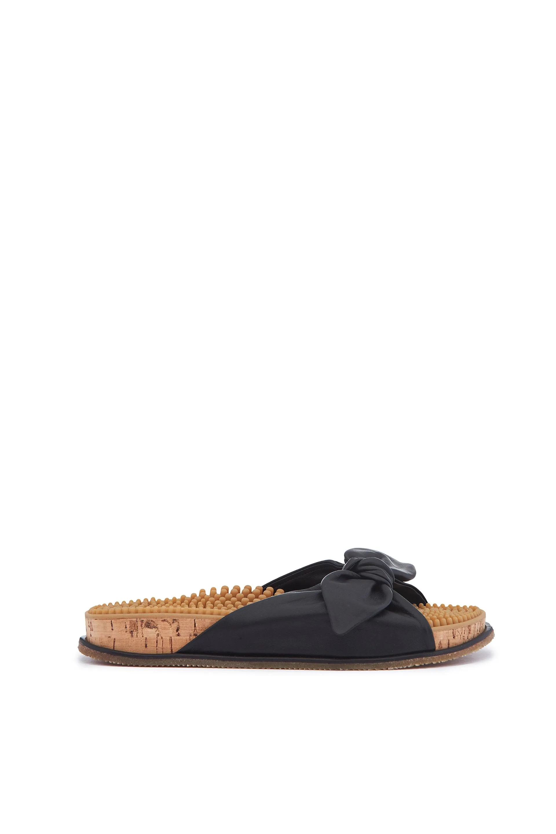 Virgil Reflexology Slide in Black Nappa Leather sold by Gabriela Hearst