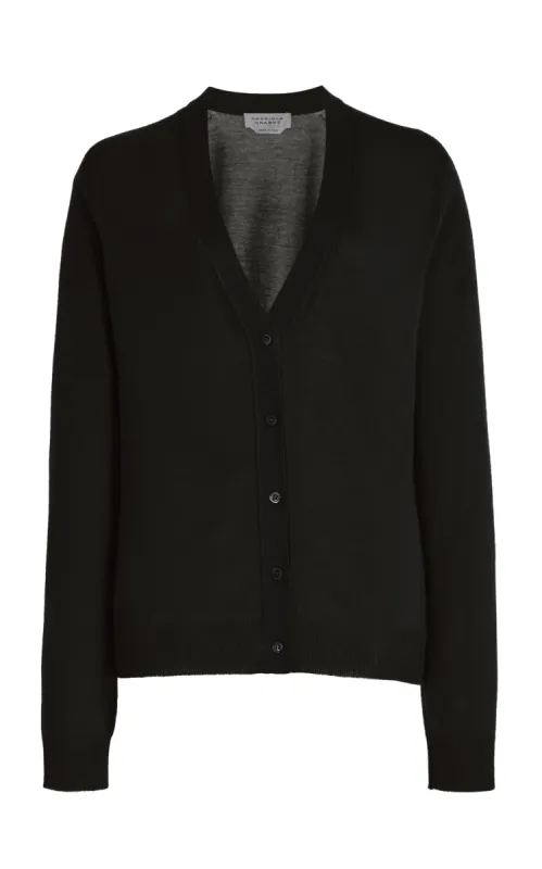 Tori Knit Cardigan in Black Cashmere Silk sold by Gabriela Hearst