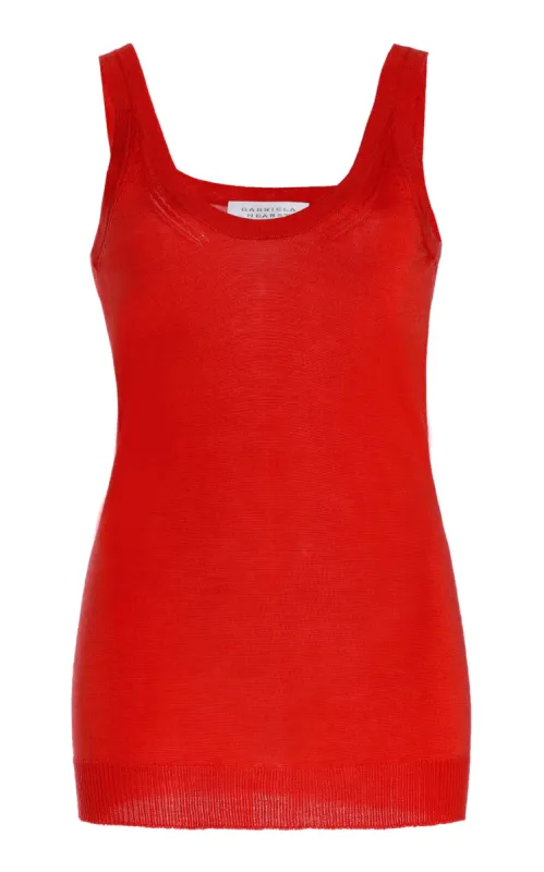 Toby Knit Tank Top in Red Topaz Cashmere Silk sold by Gabriela Hearst
