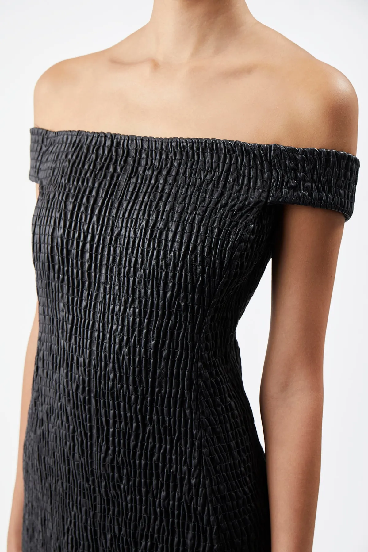 Veloso Shirred Dress in Black Nappa Leather sold by Gabriela Hearst product image thumbnail 5