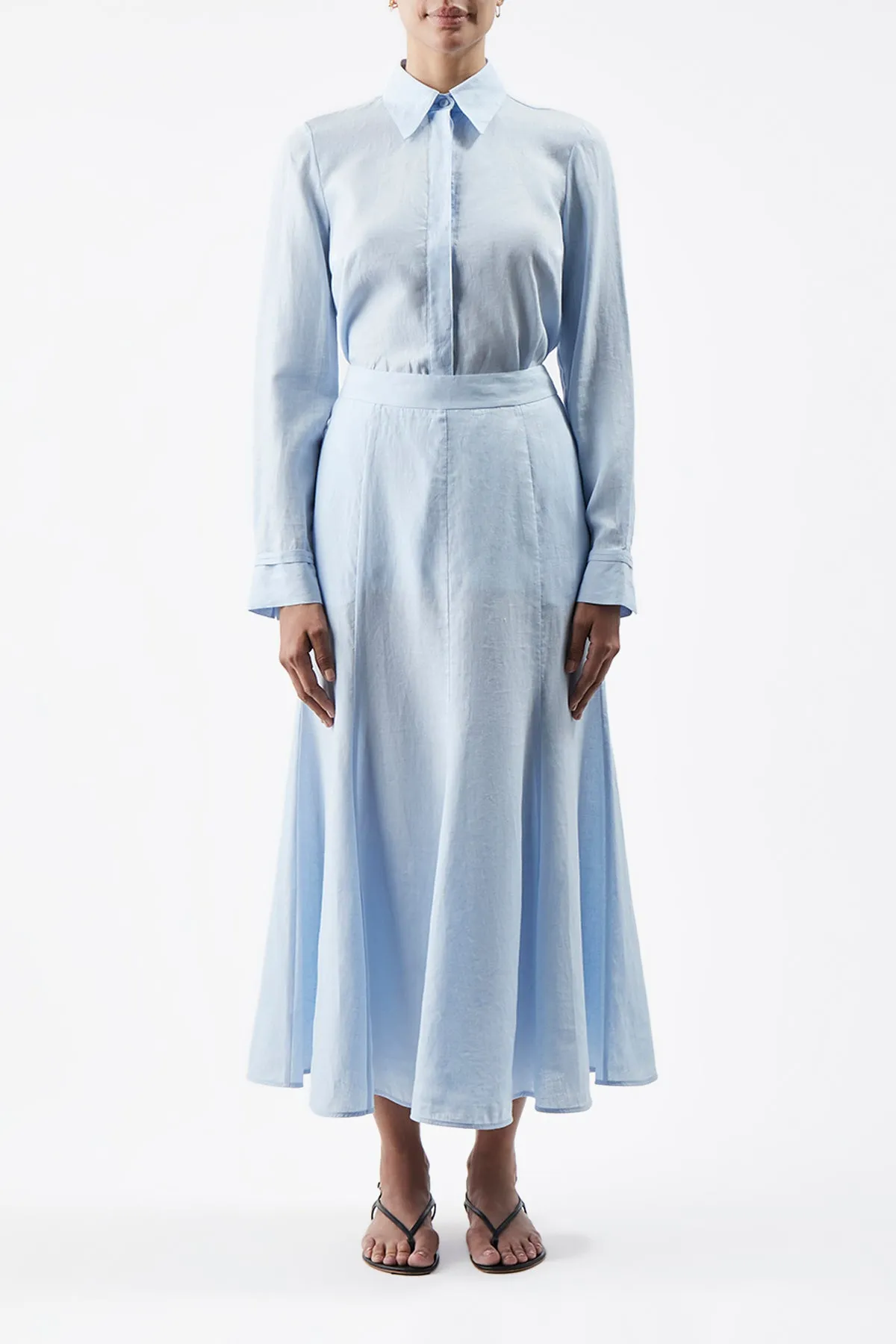 Tate Skirt in Light Blue Aloe Linen sold by Gabriela Hearst product image thumbnail 2