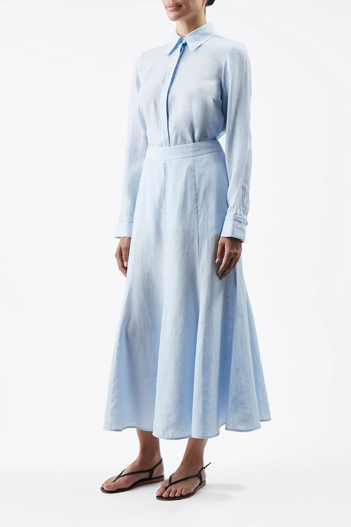 Tate Skirt in Light Blue Aloe Linen sold by Gabriela Hearst product image thumbnail 3