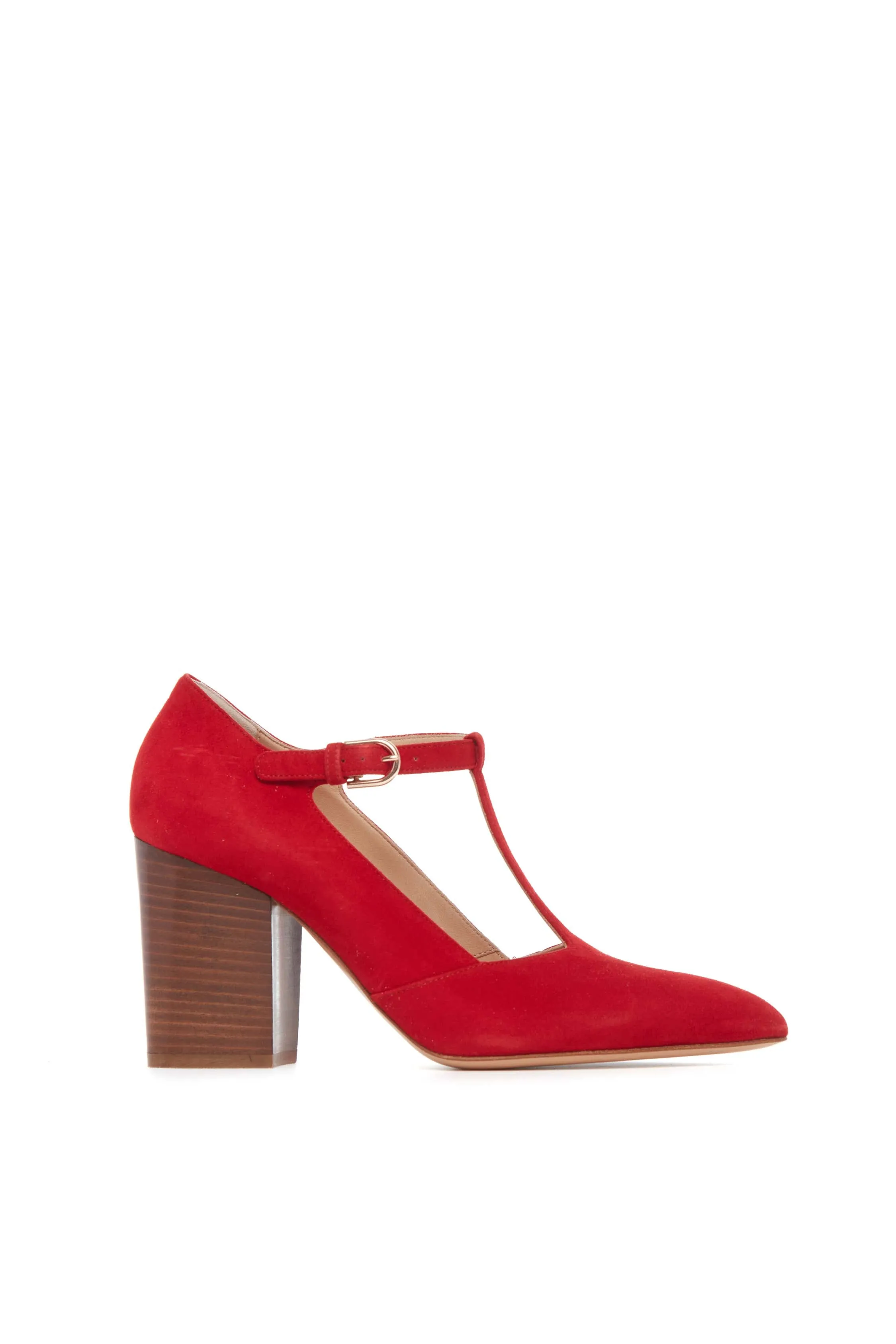 Triana Pump Sandal in Red Topaz Suede sold by Gabriela Hearst