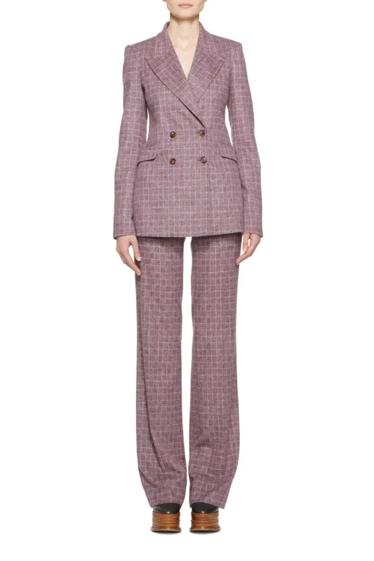Torres Pant in Mulberry Check Wool sold by Gabriela Hearst