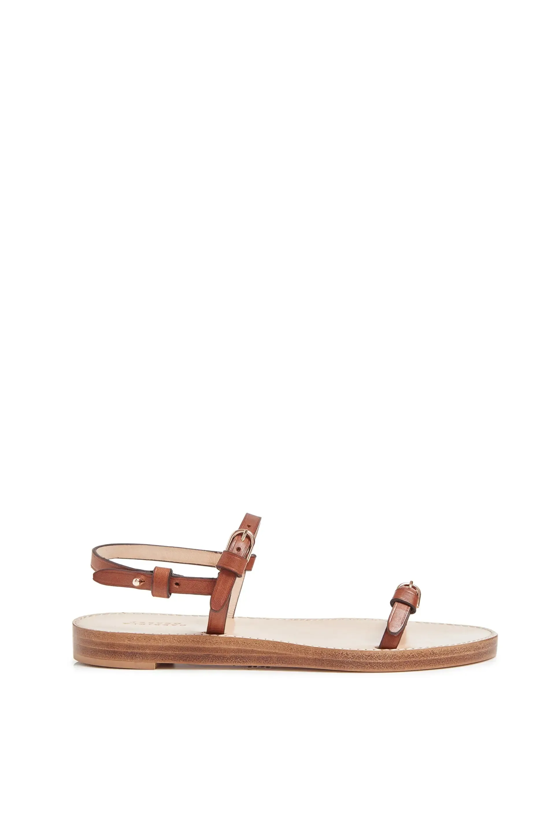 Steward Flat Sandal in Cognac Leather sold by Gabriela Hearst
