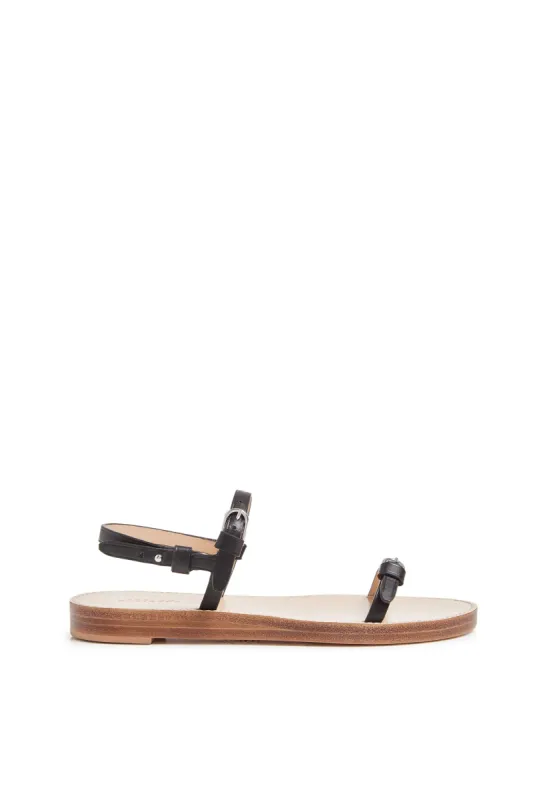 Steward Flat Sandal in Black Leather sold by Gabriela Hearst