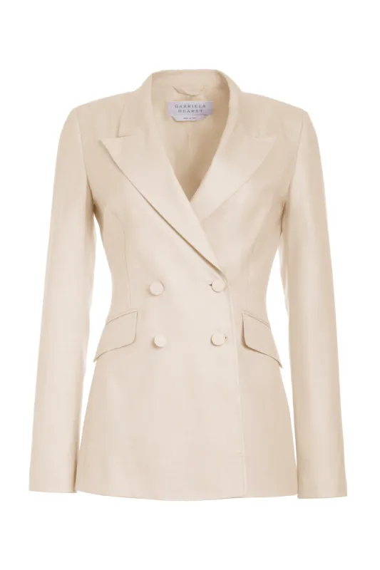 Stephanie Blazer in Oatmeal Virgin Wool and Silk Linen Twill sold by Gabriela Hearst