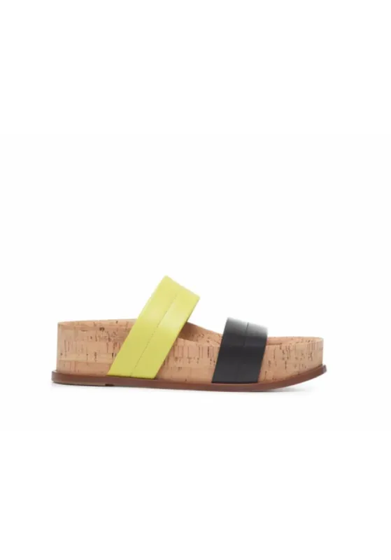 Striker Platform Sandal in Black & Lime Nappa Leather sold by Gabriela Hearst
