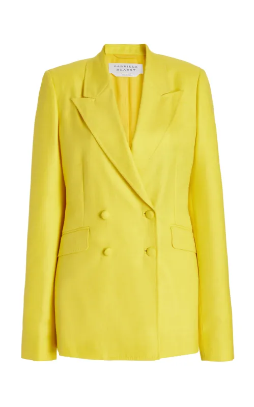 Stephanie Blazer in Cadmium Yellow Virgin Wool and Silk Linen Twill sold by Gabriela Hearst
