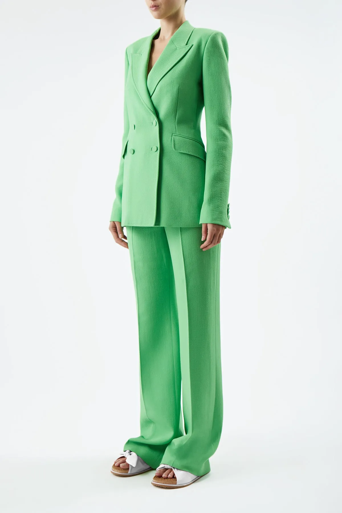Stephanie Blazer in Fluorescent Green Virgin Wool Crepe sold by Gabriela Hearst product image thumbnail 3