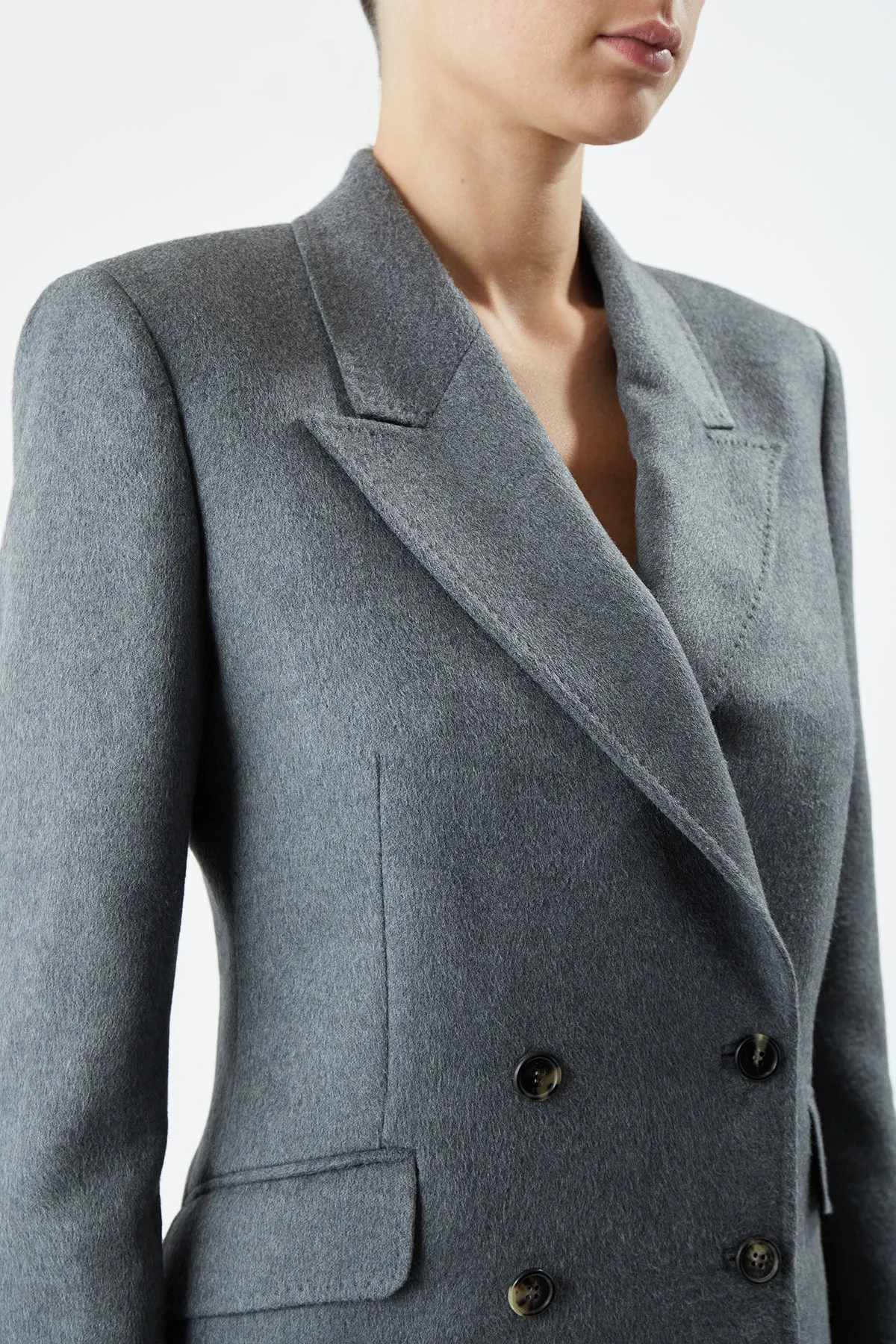 Stephanie Blazer in Dark Grey Melange Double-Face Winter Silk sold by Gabriela Hearst product image thumbnail 5
