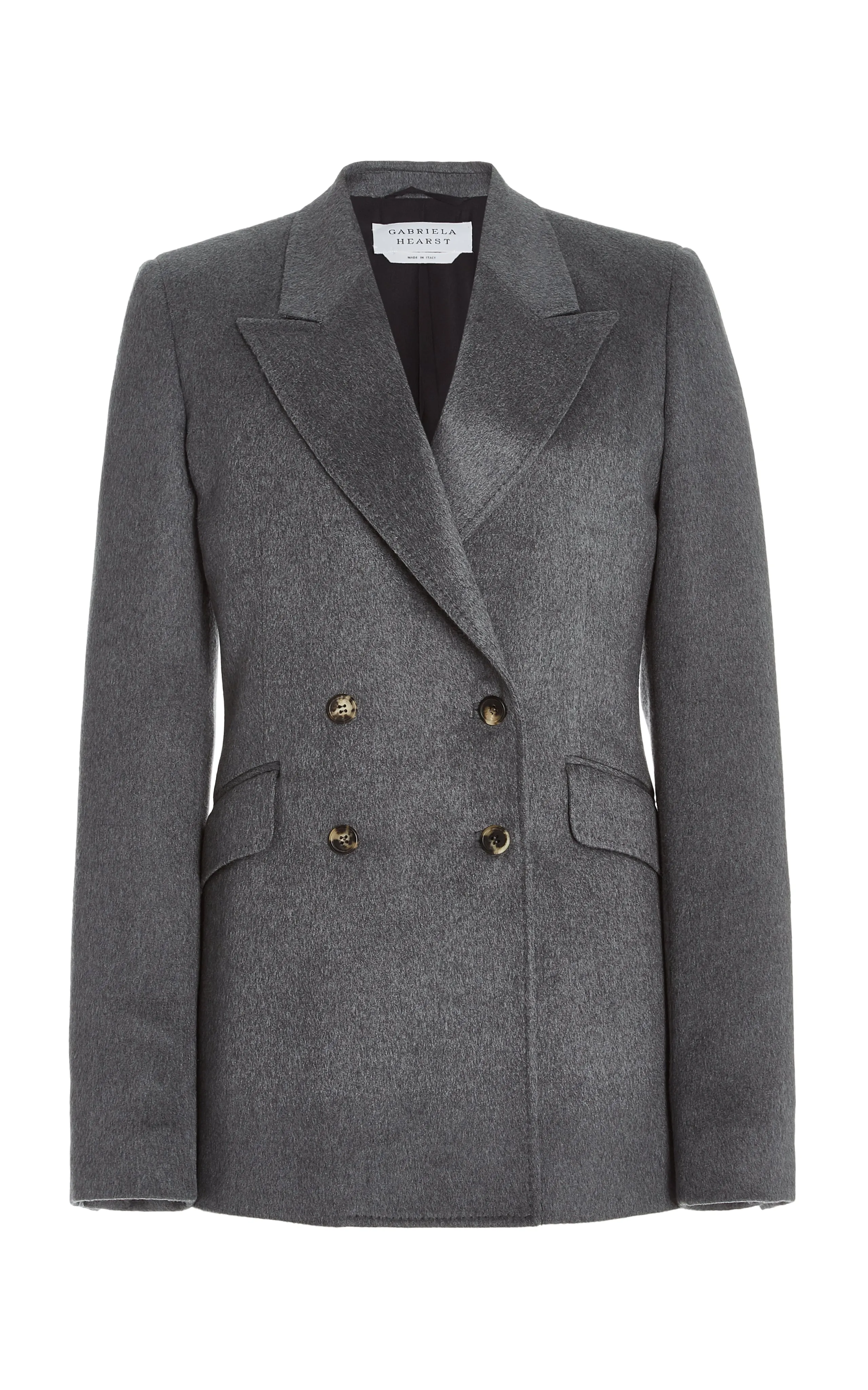 Stephanie Blazer in Dark Grey Melange Double-Face Winter Silk sold by Gabriela Hearst