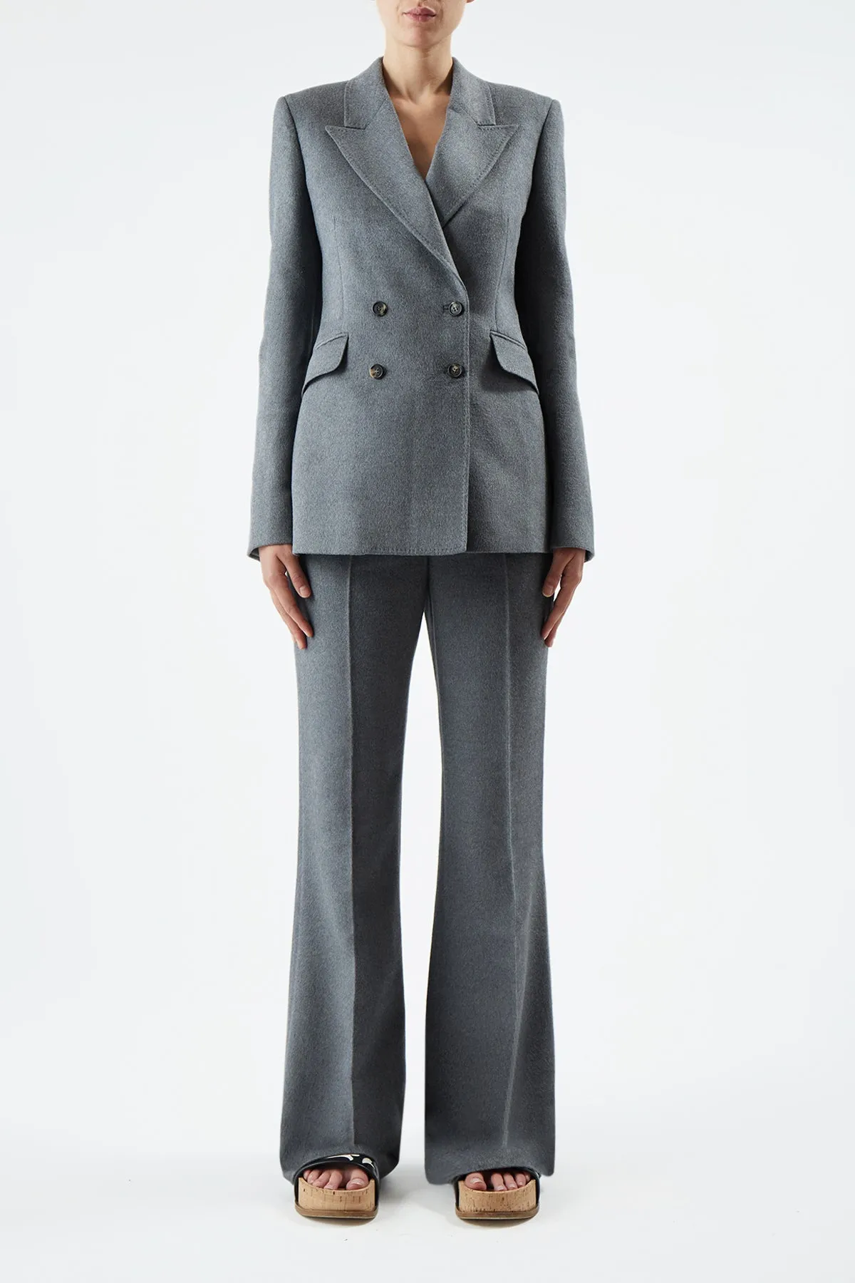 Stephanie Blazer in Dark Grey Melange Double-Face Winter Silk sold by Gabriela Hearst product image thumbnail 2