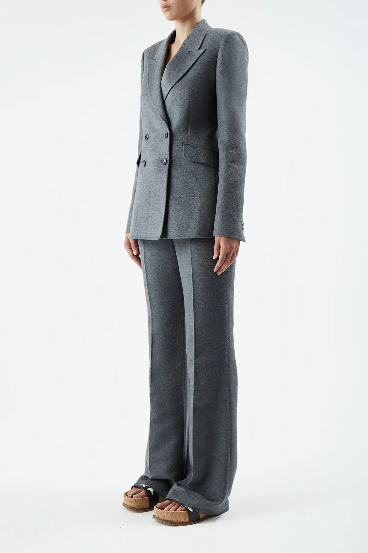 Stephanie Blazer in Dark Grey Melange Double-Face Winter Silk sold by Gabriela Hearst product image thumbnail 3
