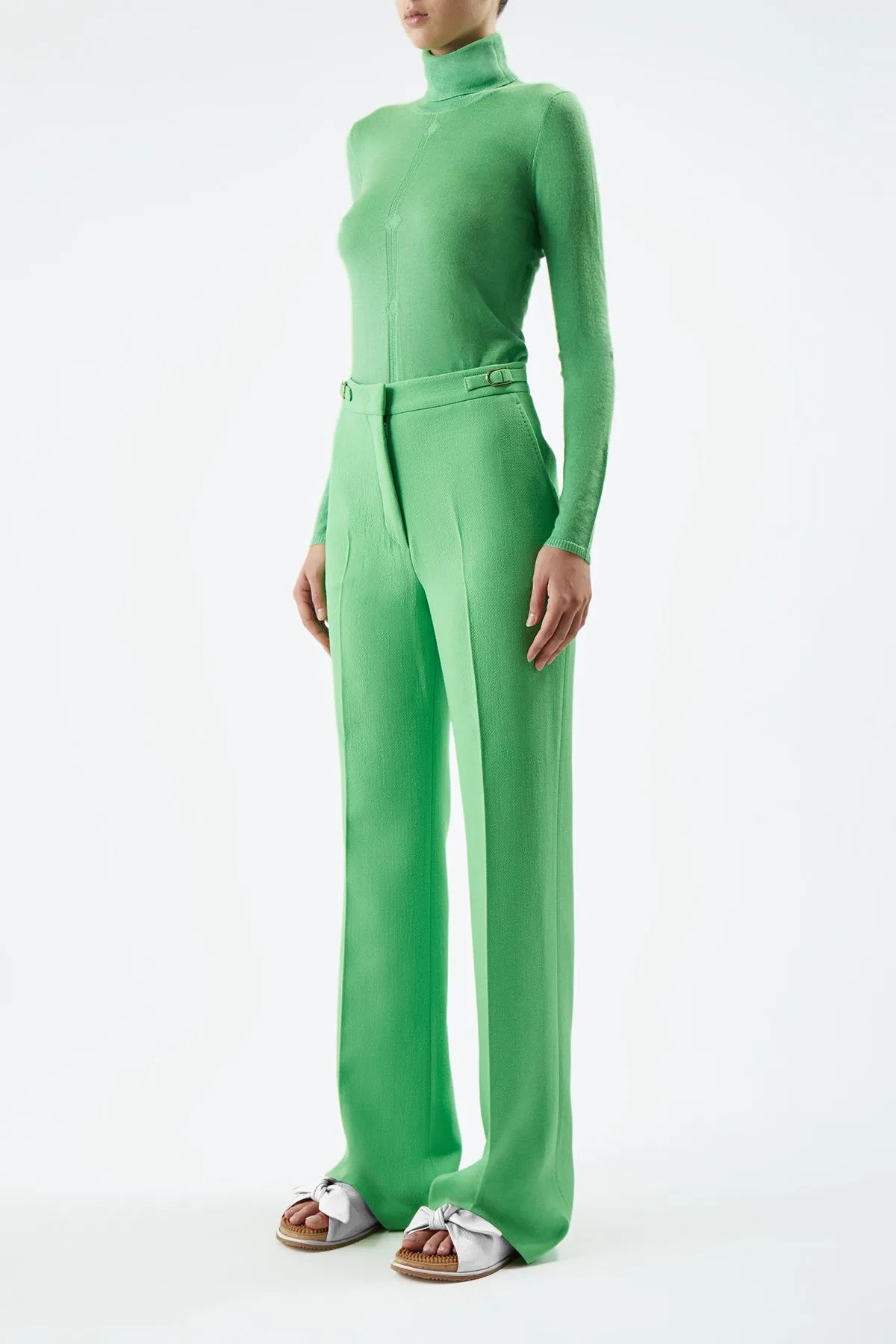 Steinem Knit Turtleneck in Fluorescent Green Cashmere Silk sold by Gabriela Hearst product image thumbnail 3