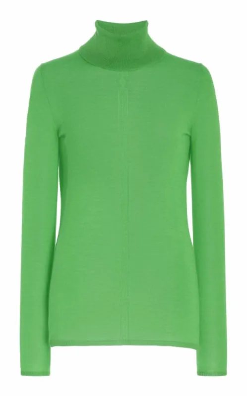 Steinem Knit Turtleneck in Fluorescent Green Cashmere Silk sold by Gabriela Hearst