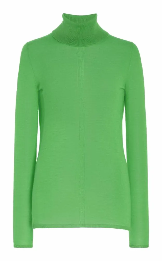 Steinem Knit Turtleneck in Fluorescent Green Cashmere Silk sold by Gabriela Hearst