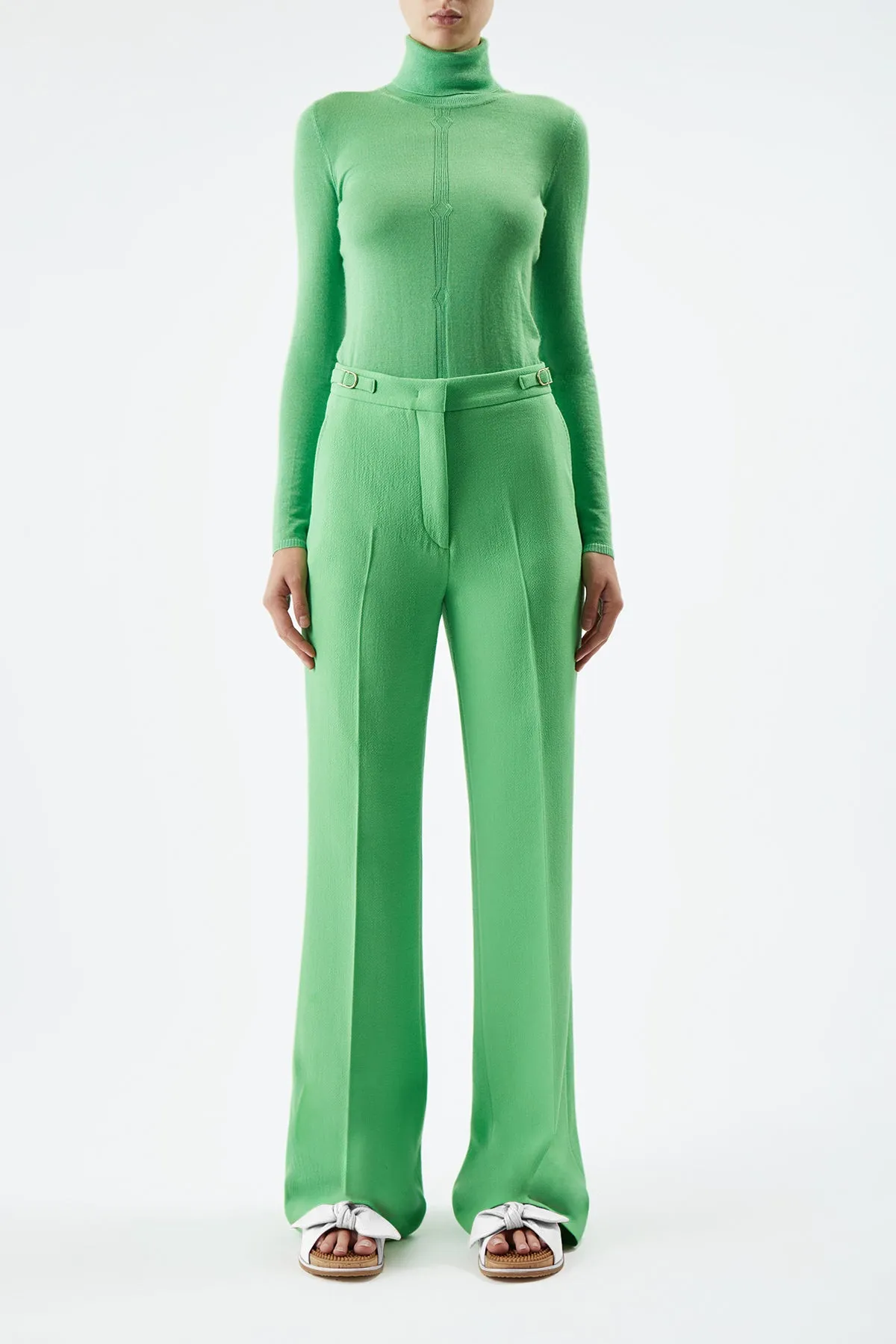 Steinem Knit Turtleneck in Fluorescent Green Cashmere Silk sold by Gabriela Hearst product image thumbnail 2