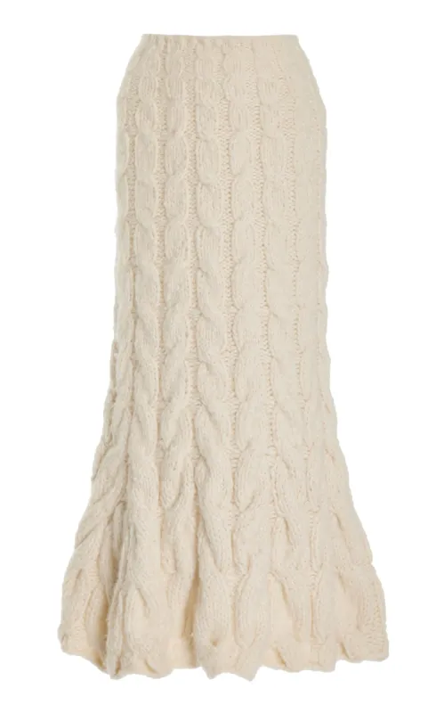 Sienna Knit Maxi Skirt in Ivory Welfat Cashmere sold by Gabriela Hearst