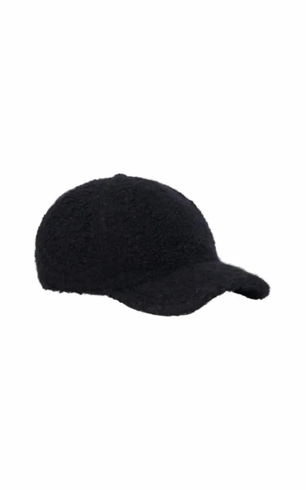 Russ Baseball Hat in Black Recycled Cashmere Boucle sold by Gabriela Hearst