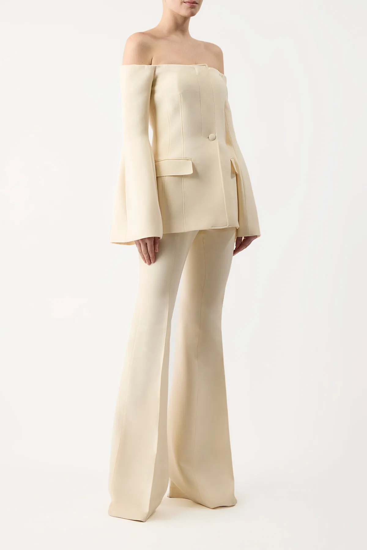Rhein Pant in Ivory Wool Silk Cady sold by Gabriela Hearst product image thumbnail 3
