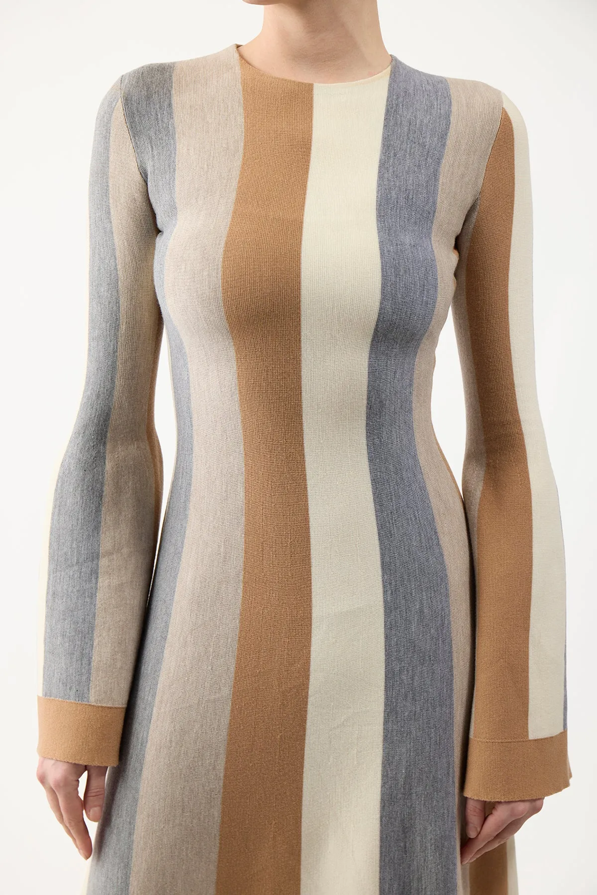 Quinlan Knit Dress in Ivory Multi Striped Merino Wool Cashmere sold by Gabriela Hearst product image thumbnail 5