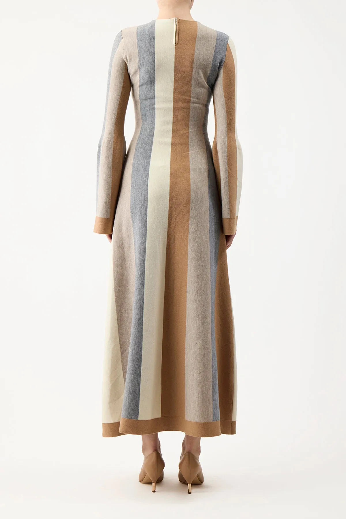 Quinlan Knit Dress in Ivory Multi Striped Merino Wool Cashmere sold by Gabriela Hearst product image thumbnail 4