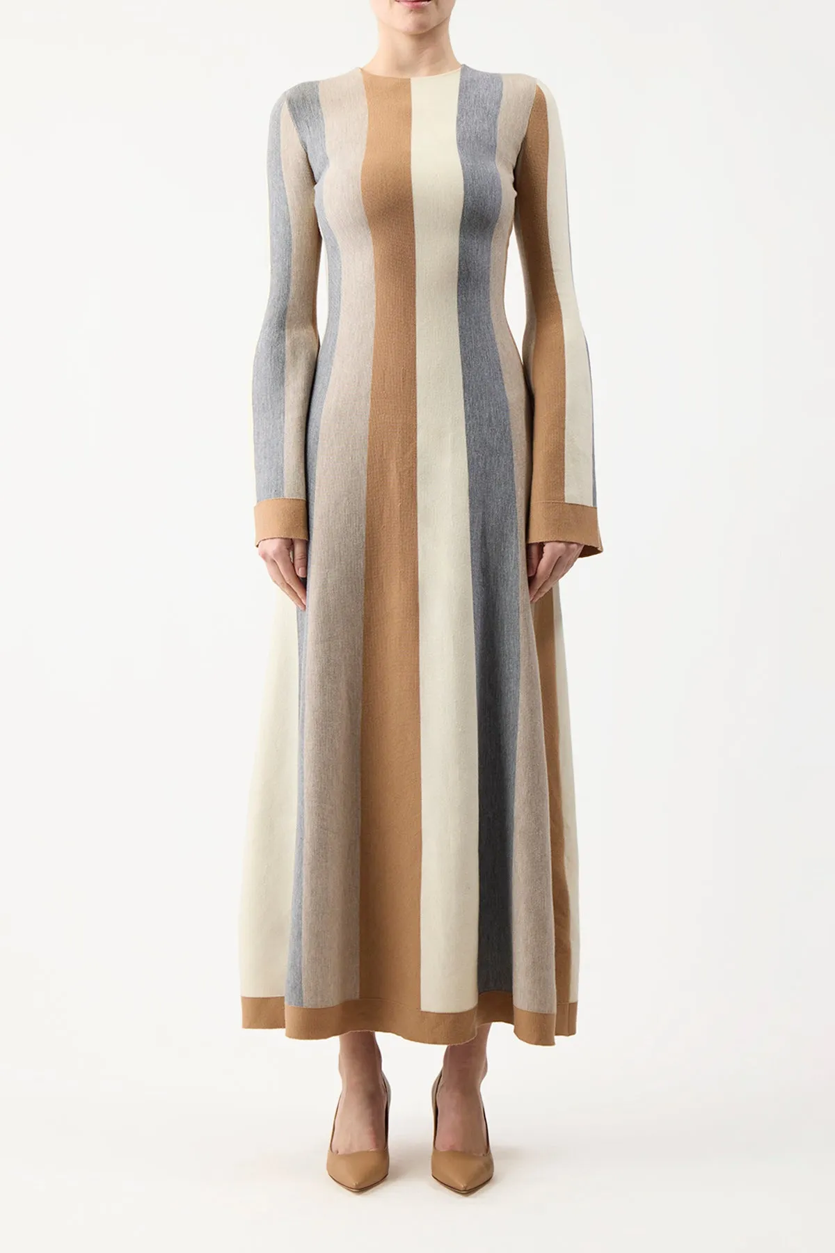 Quinlan Knit Dress in Ivory Multi Striped Merino Wool Cashmere sold by Gabriela Hearst product image thumbnail 2