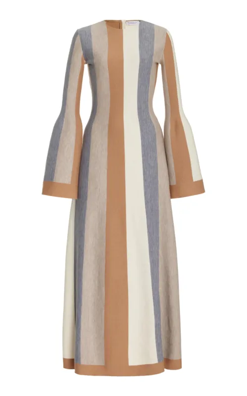 Quinlan Knit Dress in Ivory Multi Striped Merino Wool Cashmere sold by Gabriela Hearst