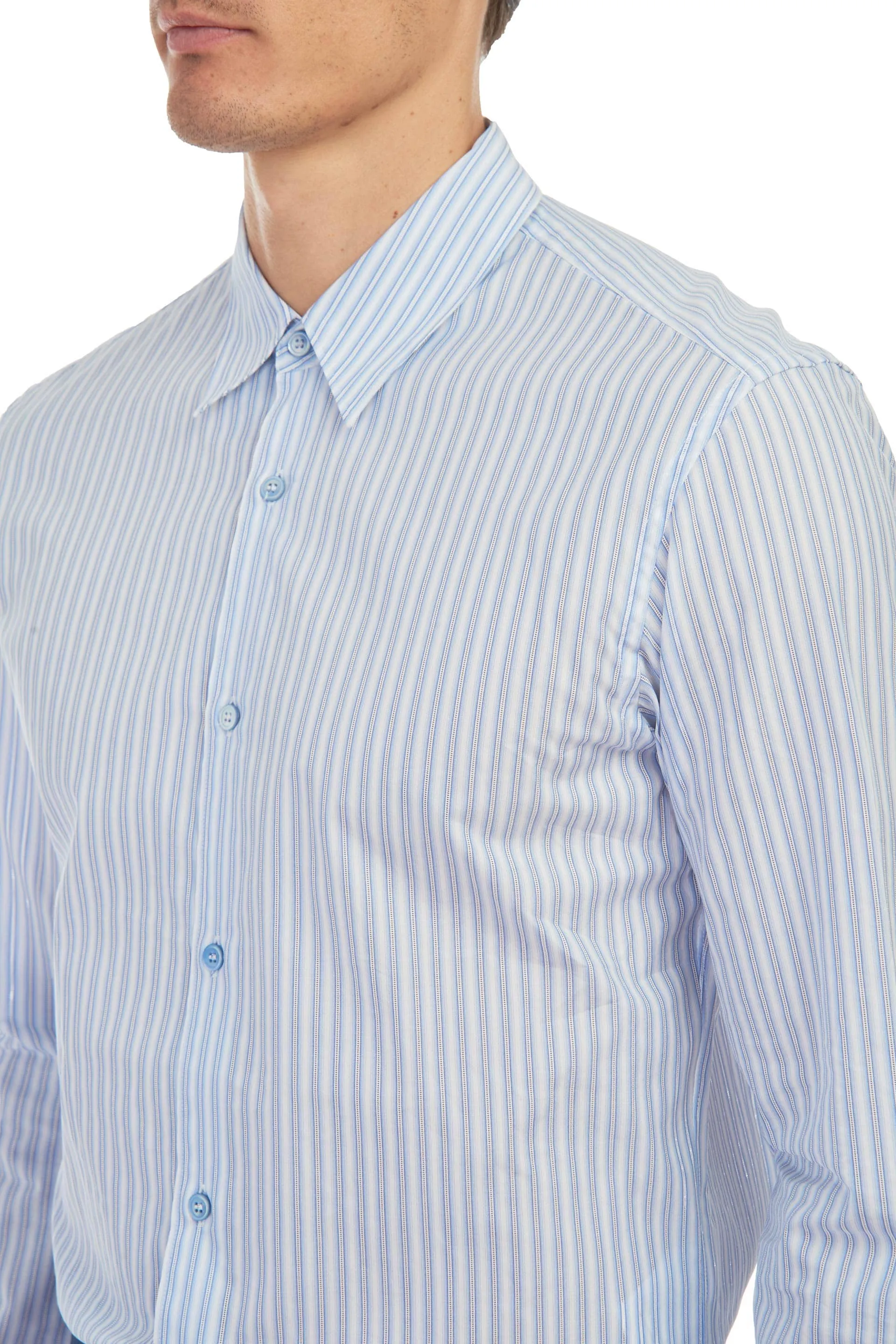 Quevedo Shirt in White & Blue Striped Cotton sold by Gabriela Hearst product image thumbnail 4