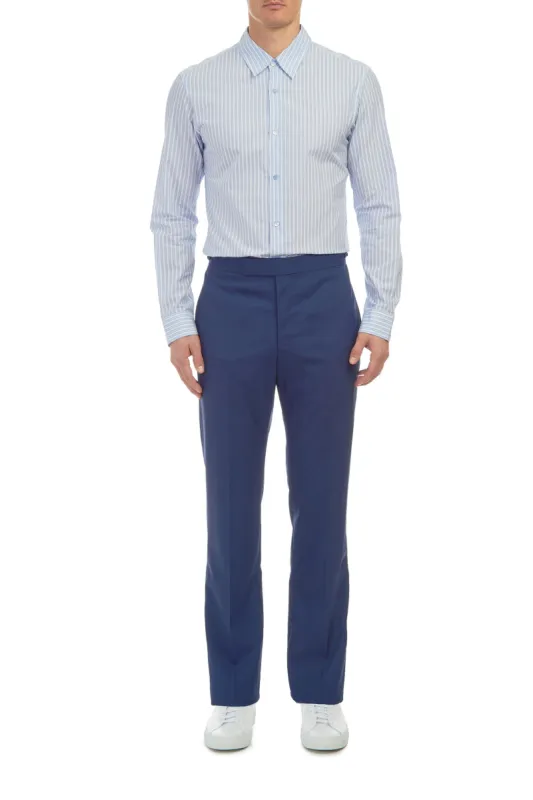 Quevedo Shirt in White & Blue Striped Cotton sold by Gabriela Hearst